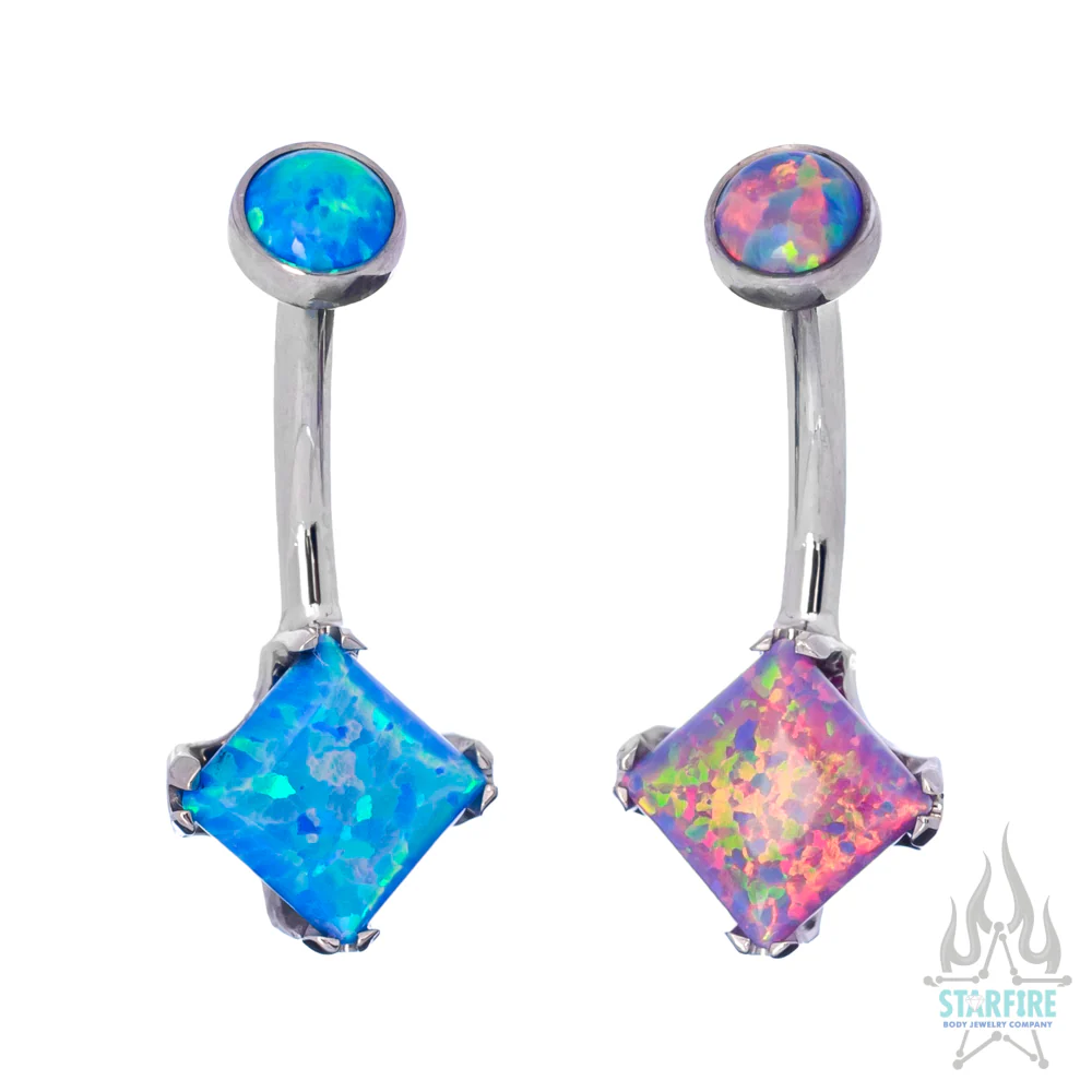 Princess-Cut Opal Cabochon Navel Curve