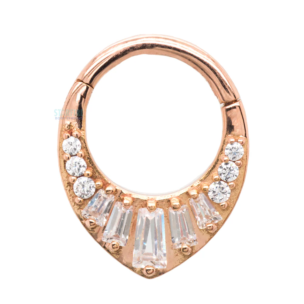 "Prism" Hinge Ring / Clicker in Gold with CZ's