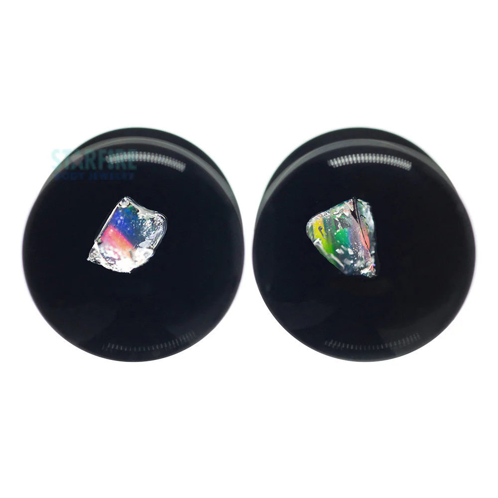 Raw Opal in Glass Plugs - Image 3