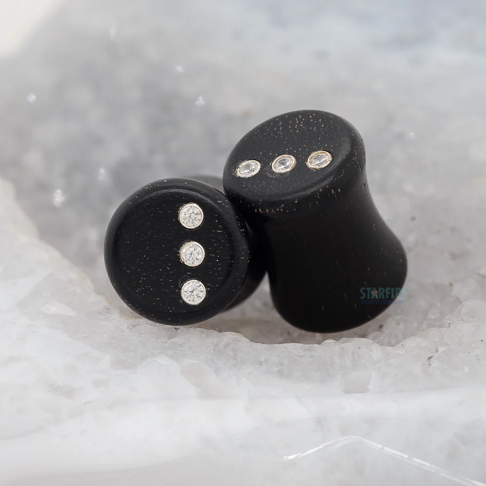 "Rider" Wood Plugs with CZ Inlays - Image 2