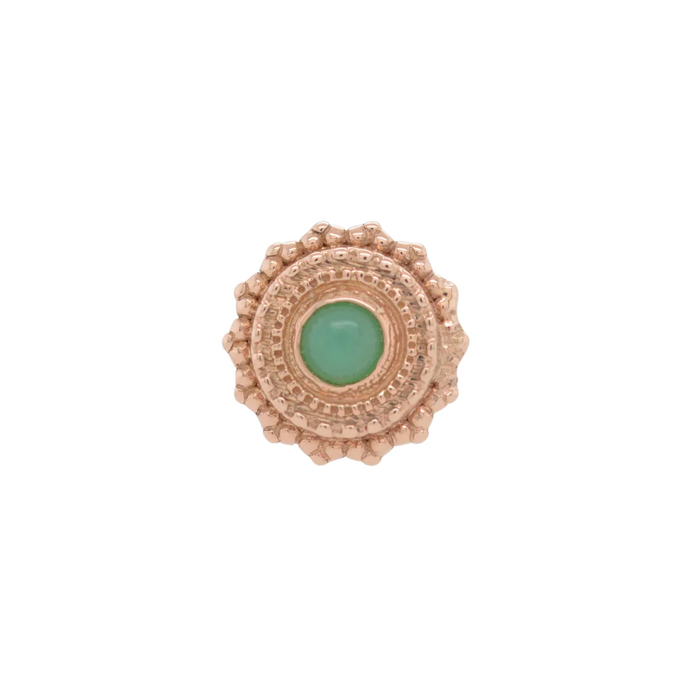 Round Afghan Threaded End in Gold with Chrysoprase - Image 2