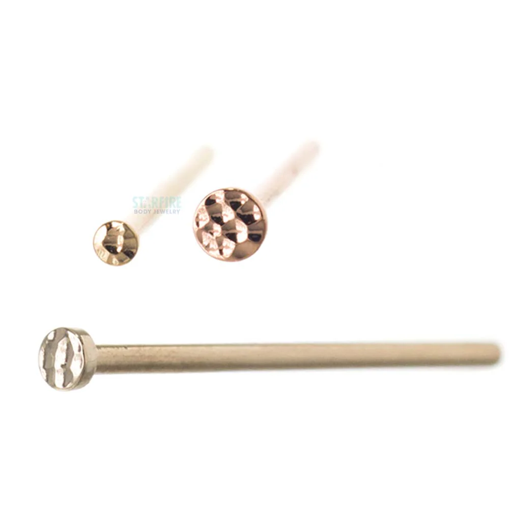Round Disc HAMMERED FINISH Nostril Screw in Gold