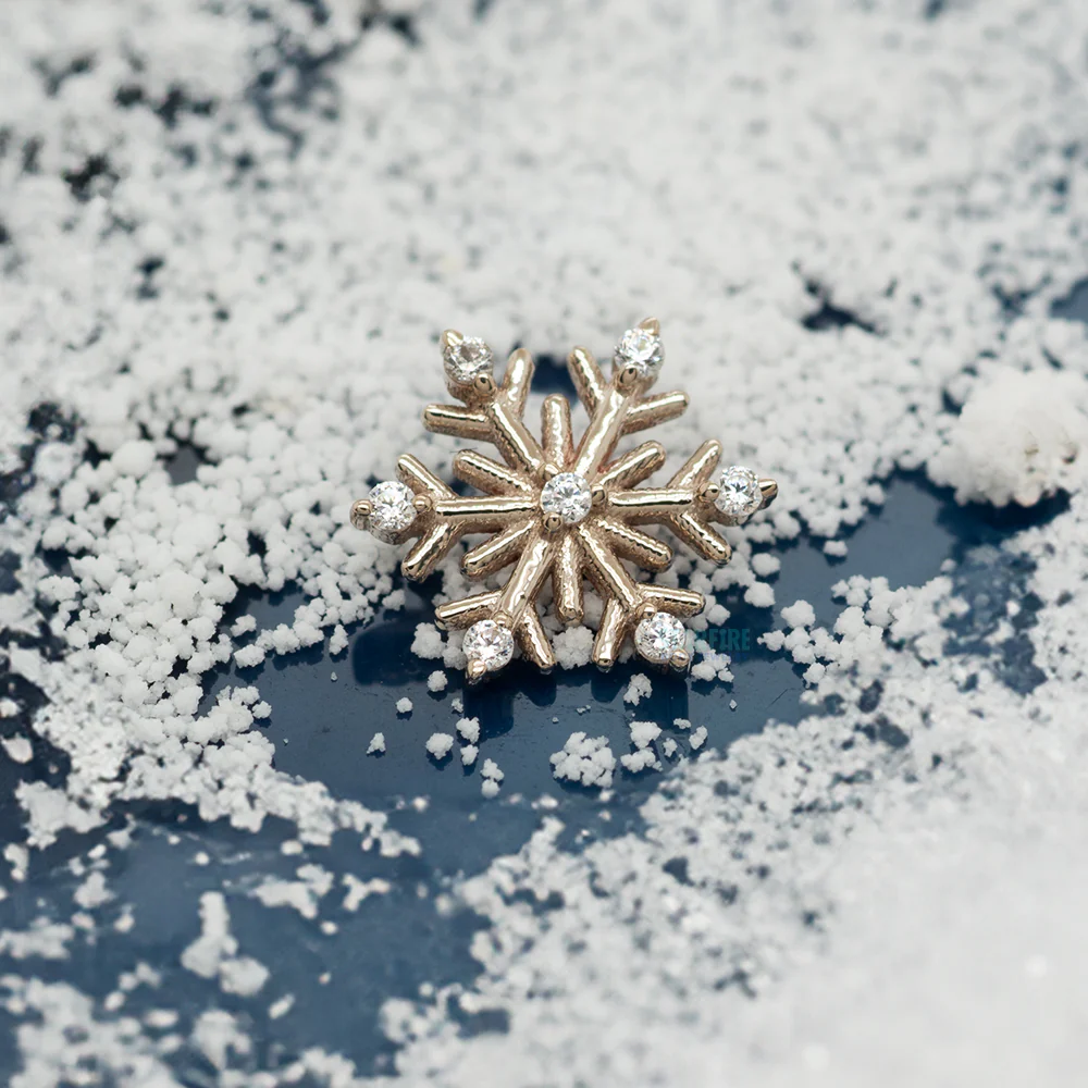 Snowflake Threaded End in Gold & Platinum with CZ's - Image 2