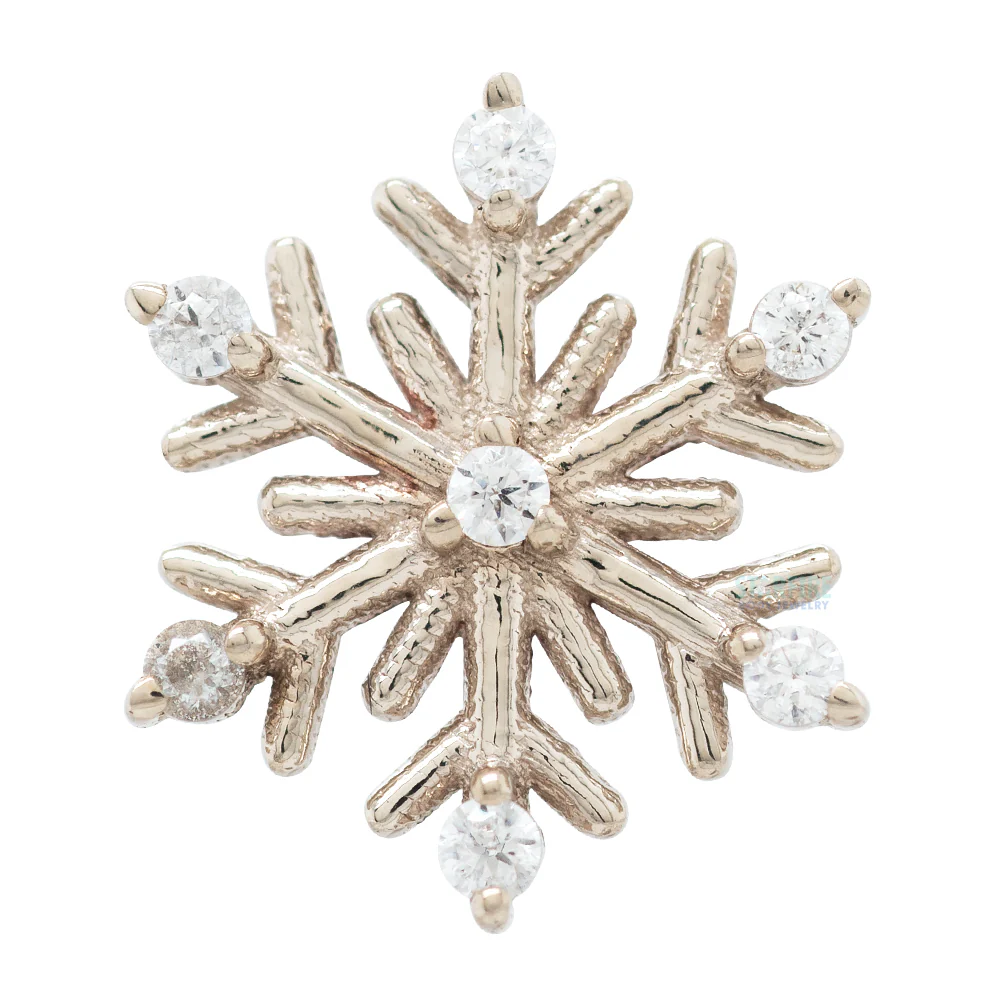 Snowflake Threaded End in Gold & Platinum with CZ's - Image 3