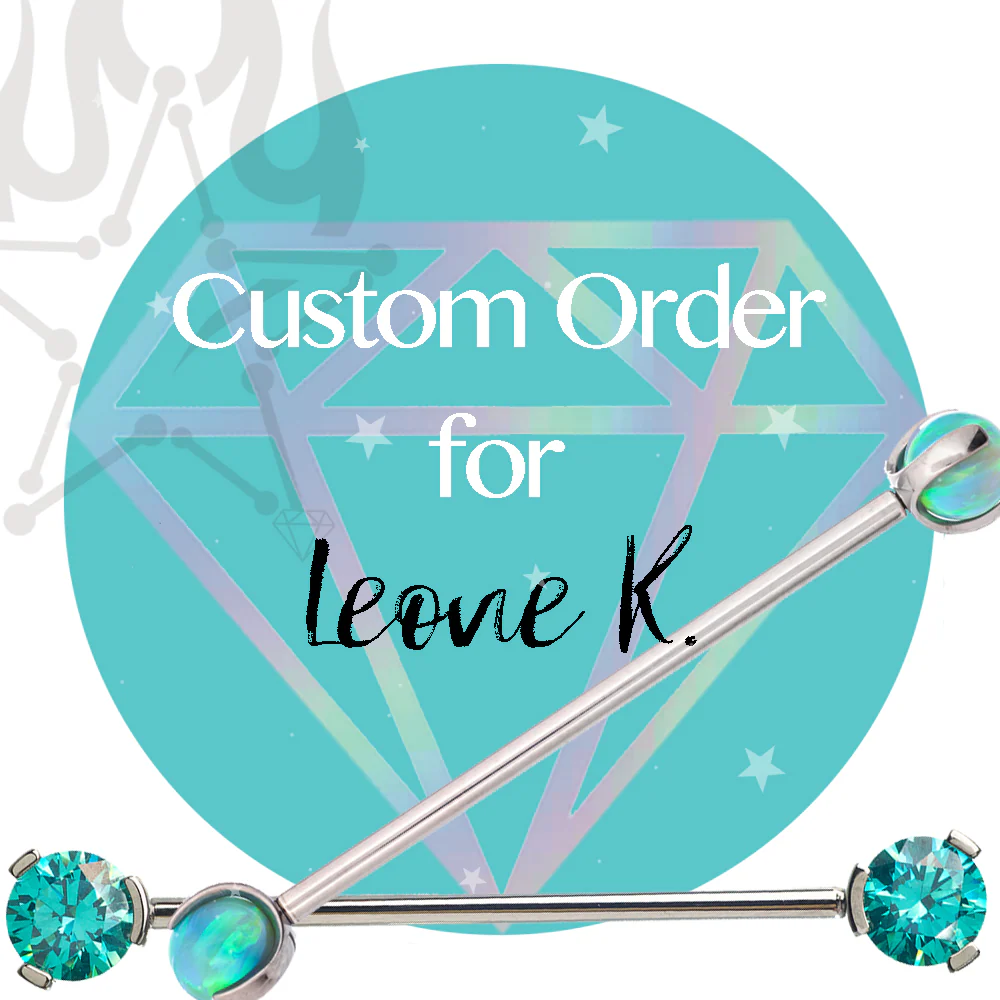 Special / Custom Order for Leone K. - "Sarai Oval" Threaded End in Gold with Pink Tourmaline Cabochon & Aquamarine