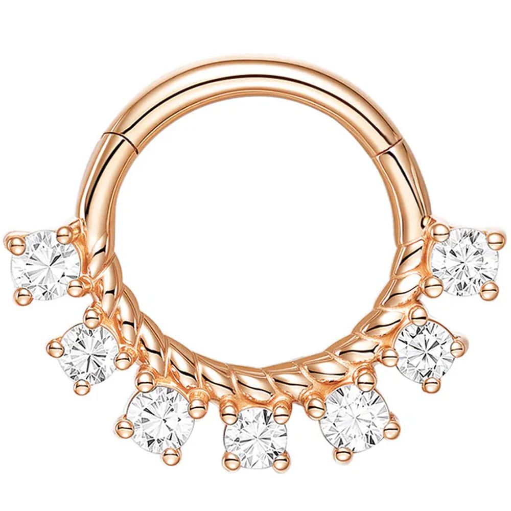 "Splendid" Hinge Ring / Clicker in Gold with CZ's - Image 4