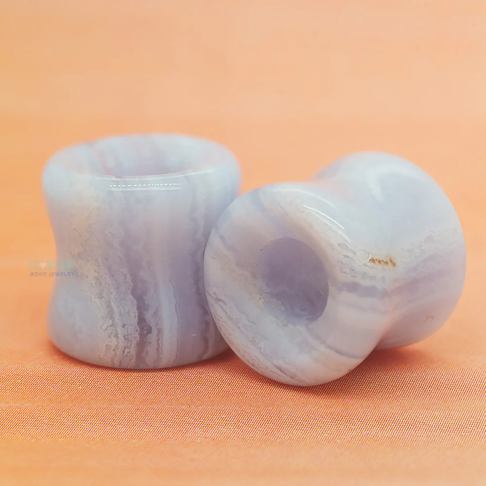 Stone Double Flare Eyelets - Blue Lace Agate - Image 2