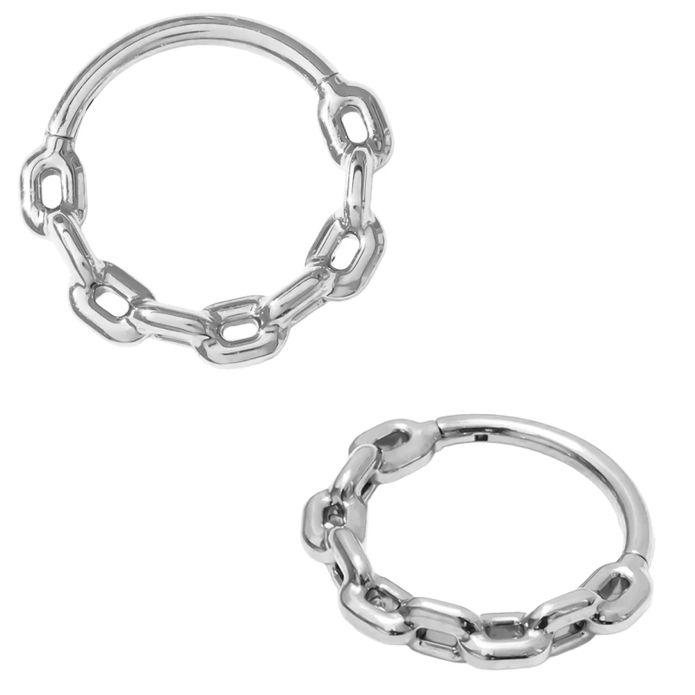 Titanium Chain Link Hinge Ring / Clicker