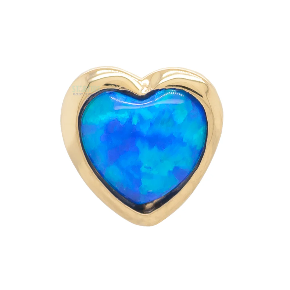threadless: Blue Opal Heart End in Gold - Image 3