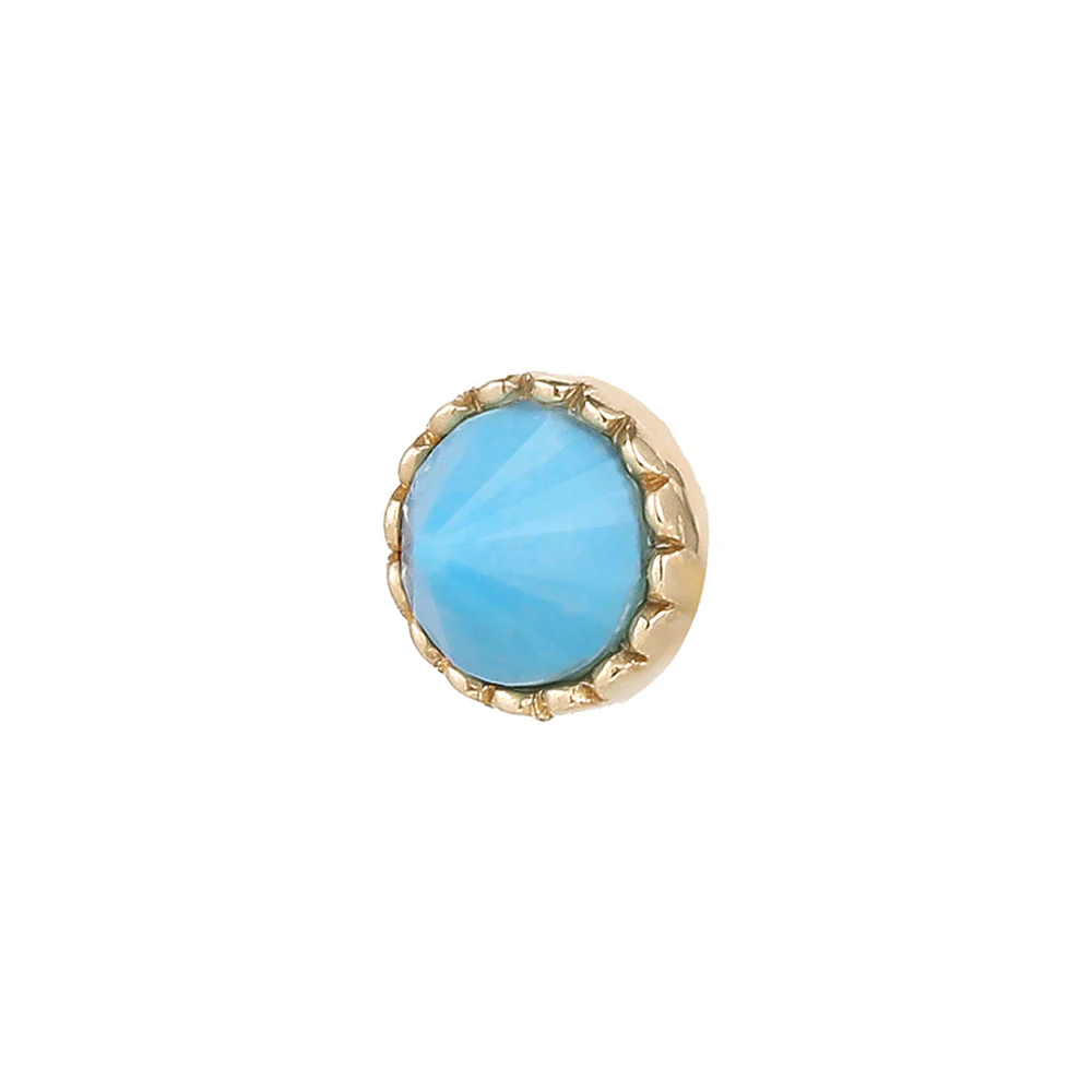 threadless: Round Accent Bezel Reverse Set End in Gold with Turquoise - Image 3
