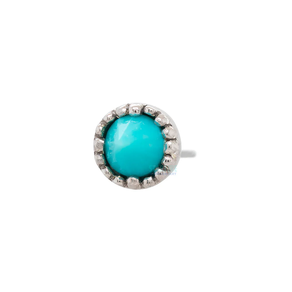 threadless: Round Accent Bezel Reverse Set End in Gold with Turquoise - Image 4