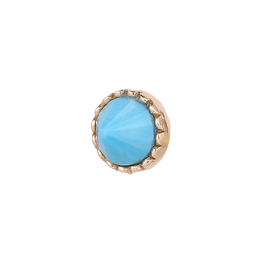 threadless: Round Accent Bezel Reverse Set End in Gold with Turquoise - Image 5