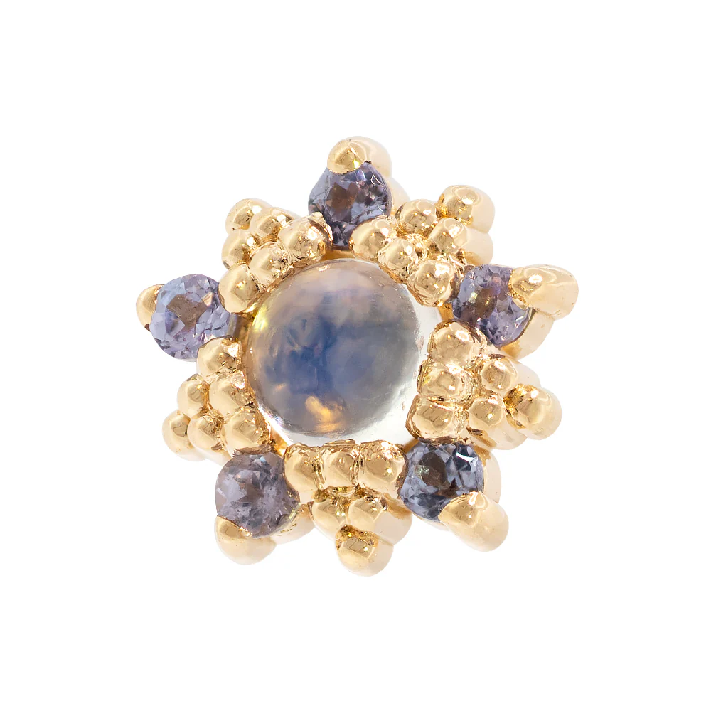 threadless: "Wren" End in Gold with Moonstone and Tanzanite - Image 3