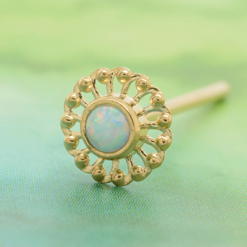 "Virtue" Nostril Screw in Gold with Opal - Image 2