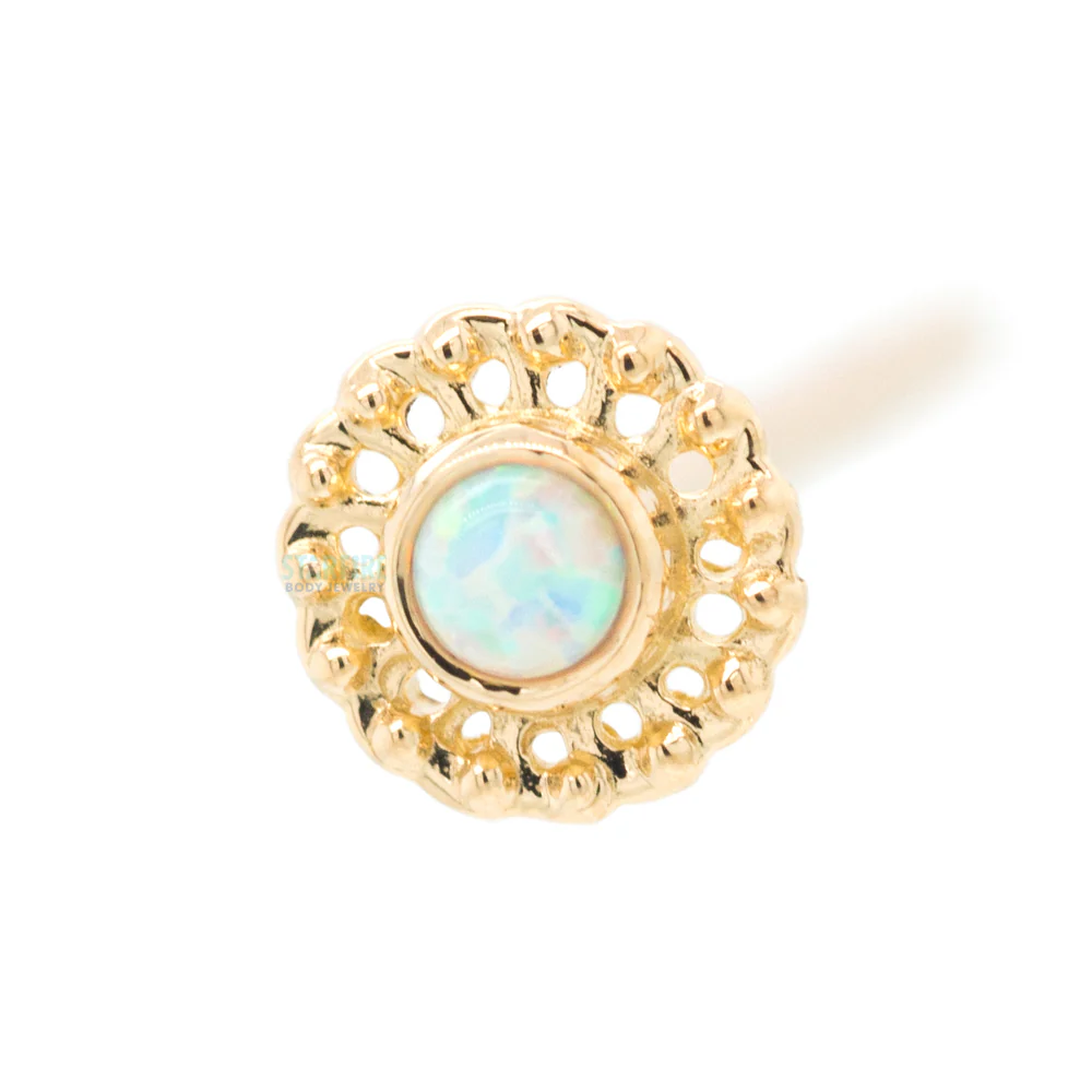 "Virtue" Nostril Screw in Gold with Opal - Image 6