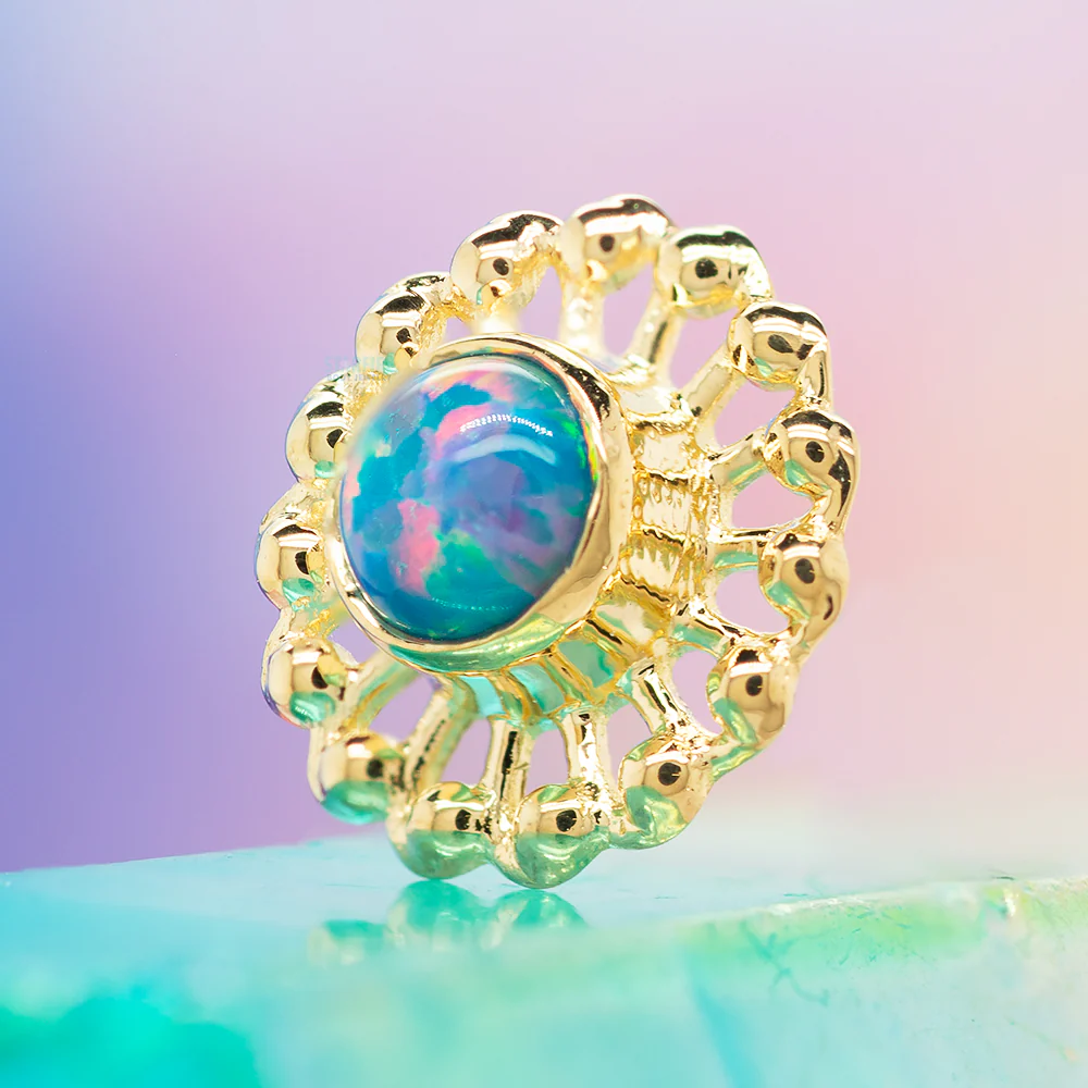 "Virtue" Threaded End in Yellow Gold with Opal - Image 2