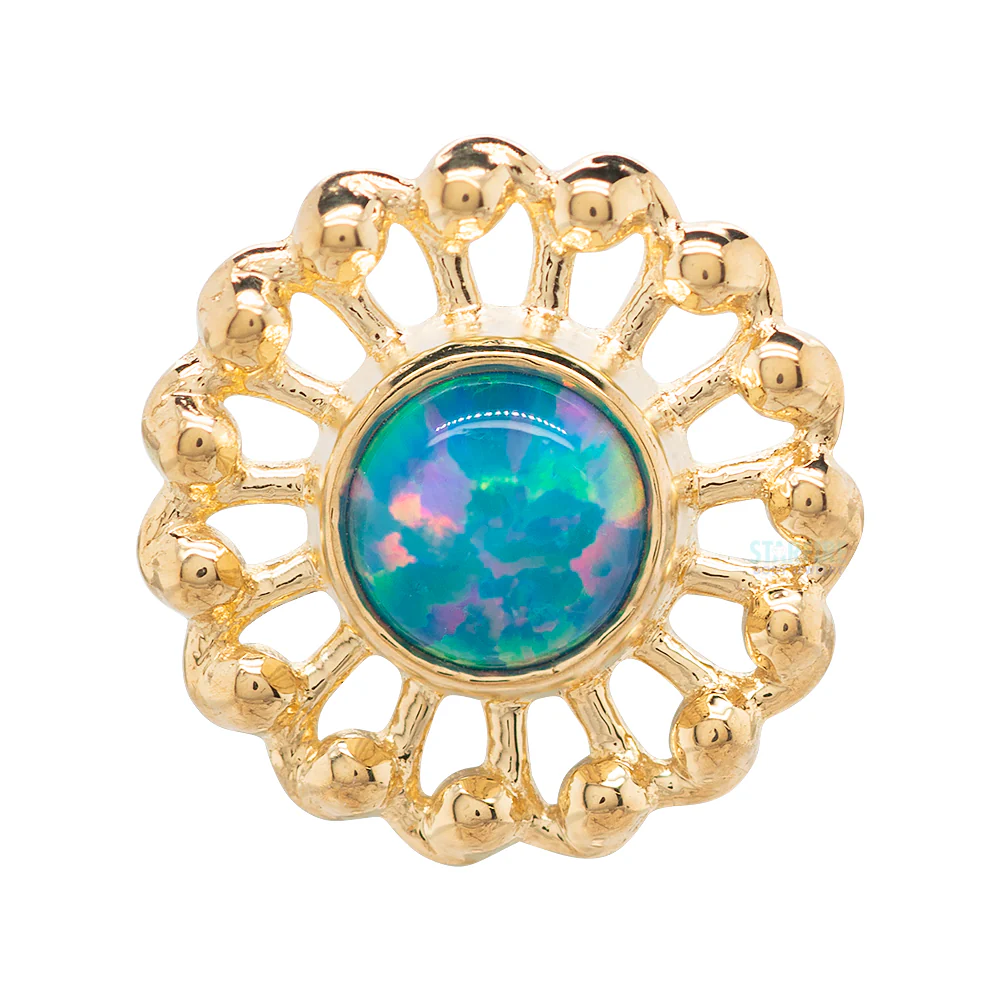 "Virtue" Threaded End in Yellow Gold with Opal - Image 3